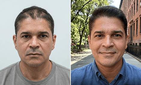 Neugestaltung der Haarlinie und Dichtekorrektur