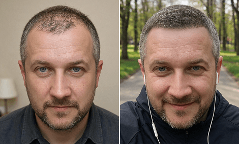 Dichtekorrektur an Schläfen und Haarlinie