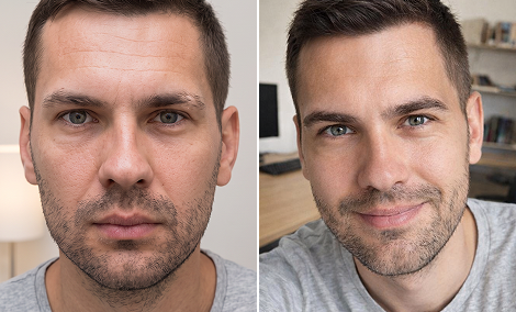 Vorher und nachher: Verdichtung spärlicher Augenbrauen